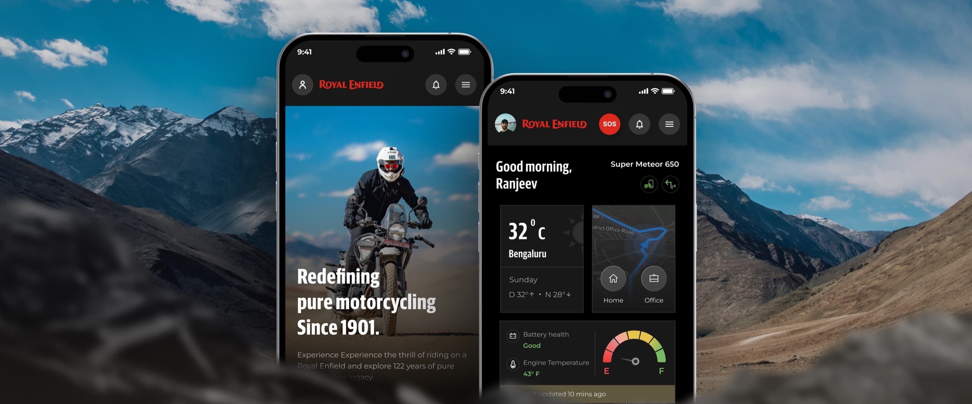 Royal Enfield app on a motorcycle ride