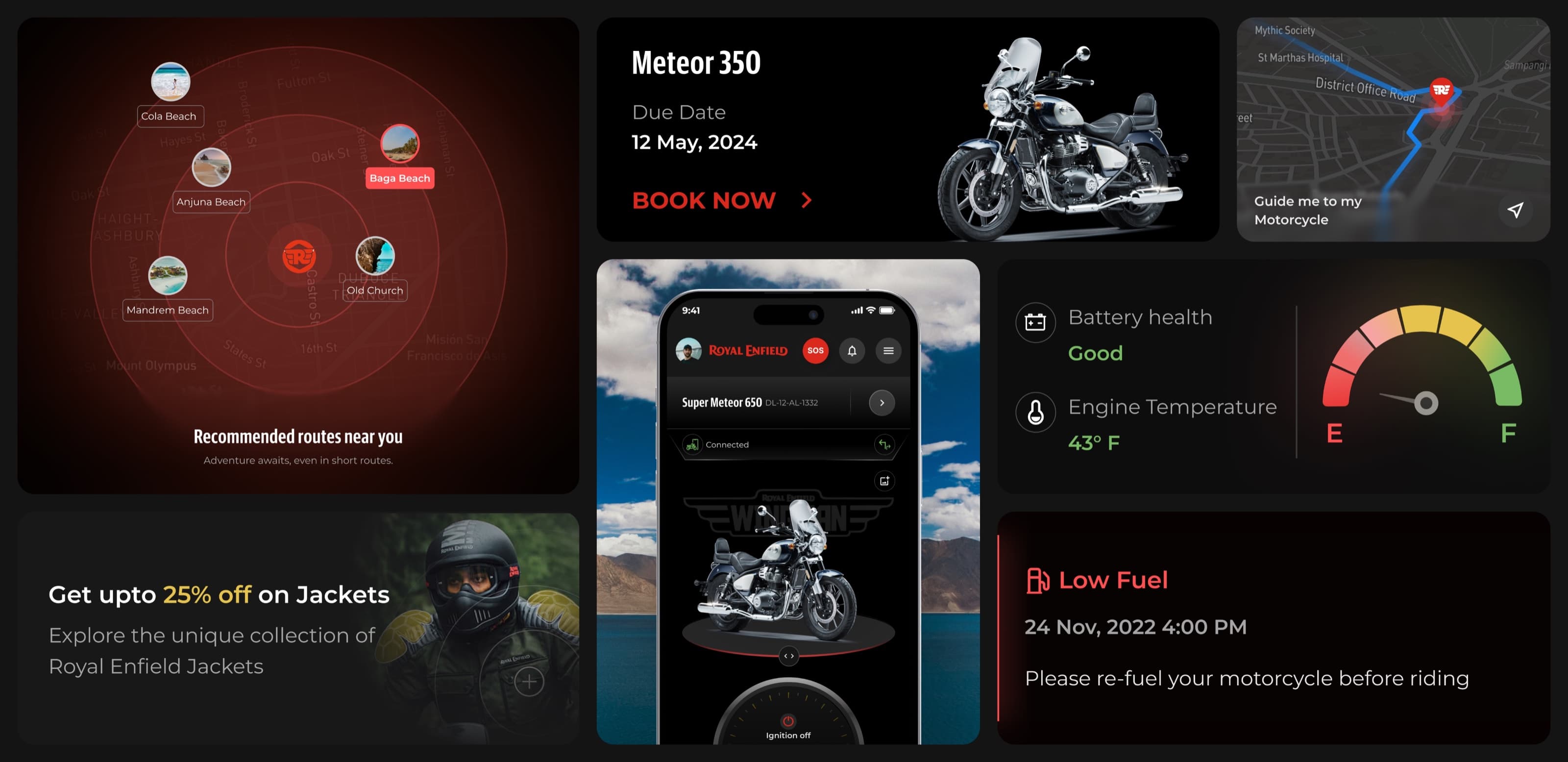 Royal Enfield app screens