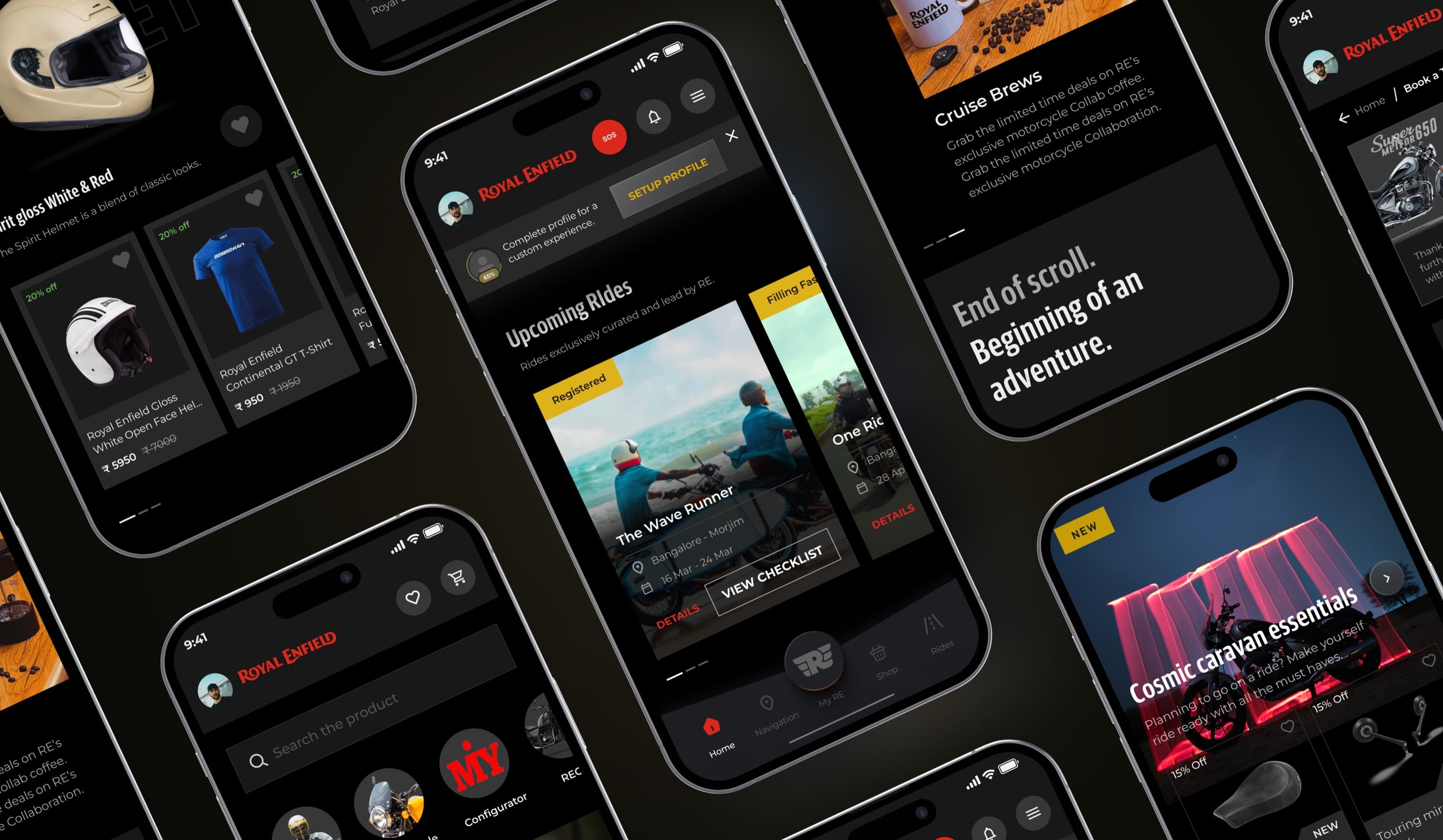 Royal Enfield app screens