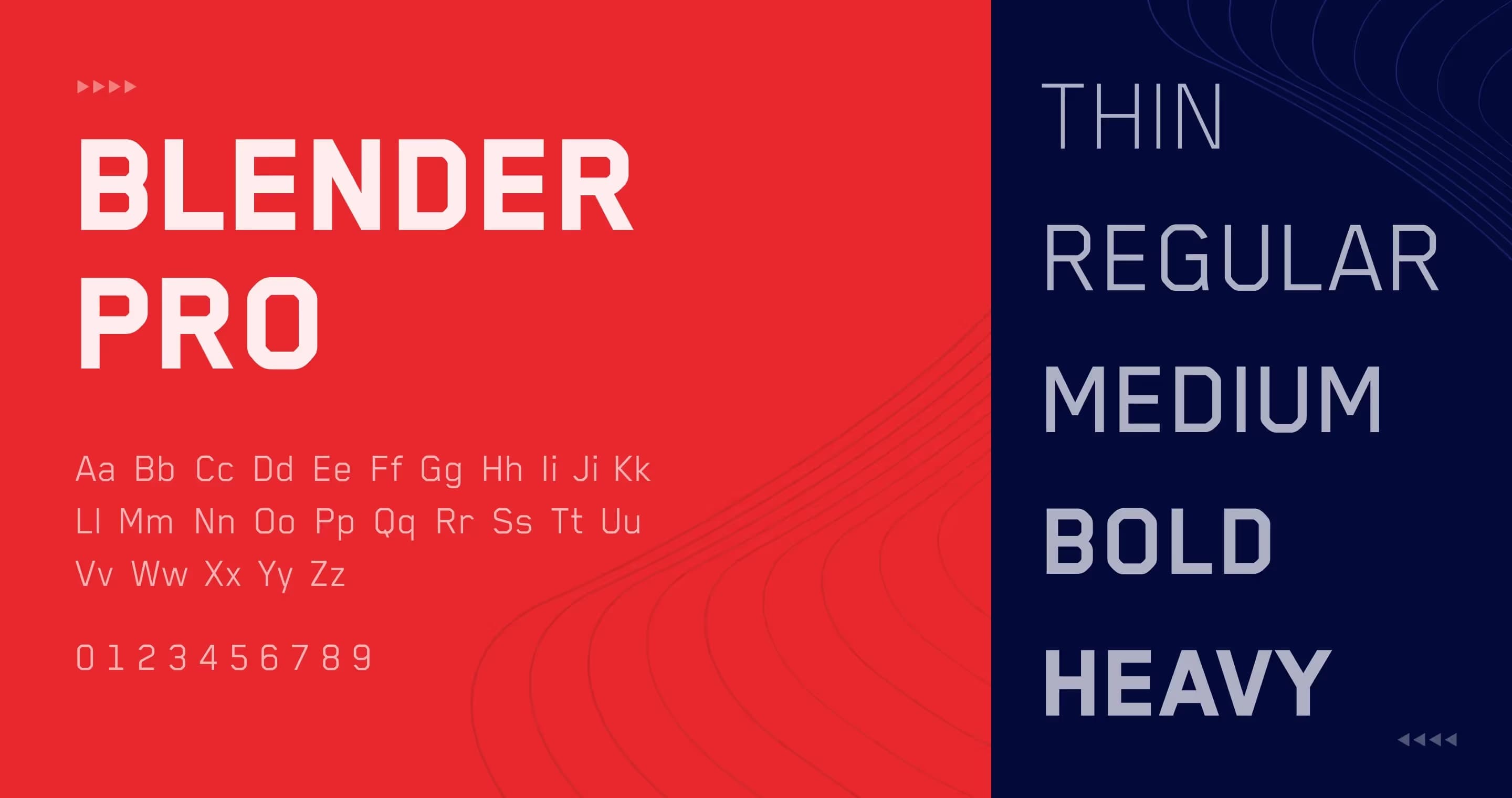 Blender Pro typography sample in brand red and blue